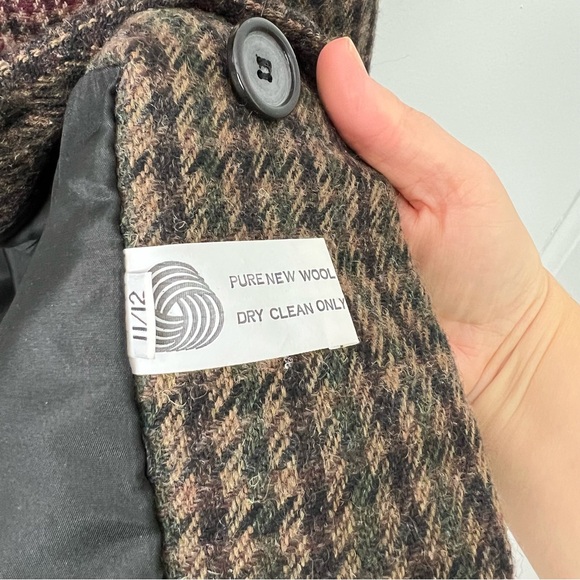 Vintage Patchwork Tweed Houndstooth 100% Wool Blazer - Picture 4 of 5